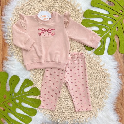 Conj. Casaco Lovelly e Calça Legging Lacinhos - Rose